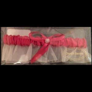 White and Pink Wedding Garter